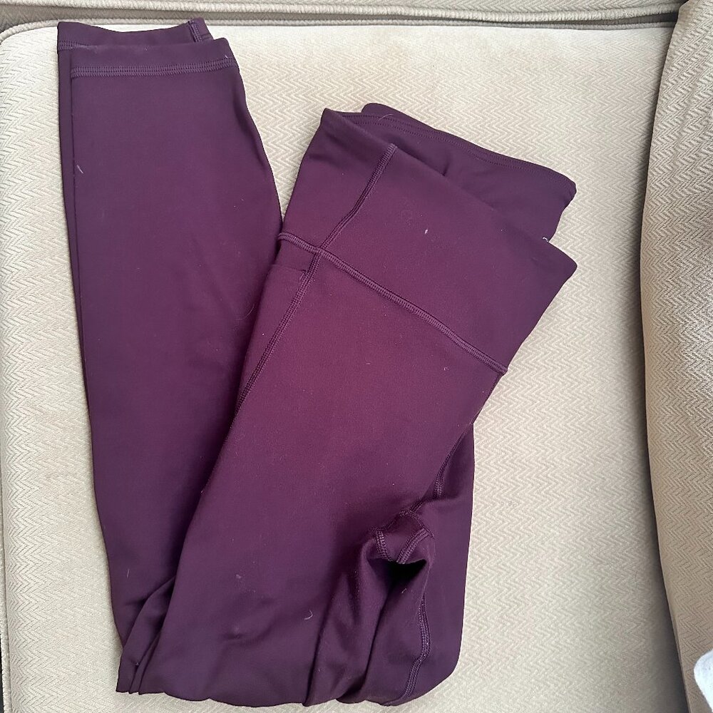 GapFit GAP Burgundy Workout Leggings Tights Size L with POCKETS